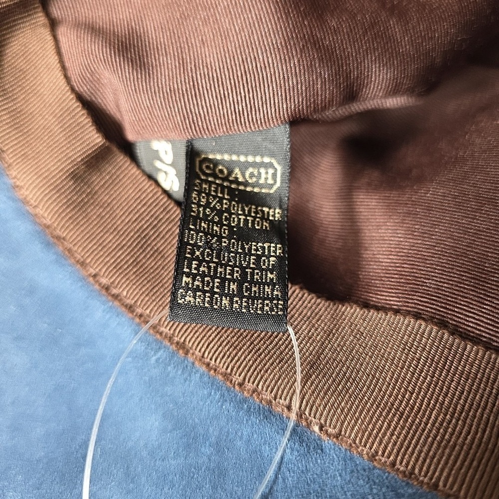 Coach Signature Jacquard Canvas Bucket Hat Brown Leather Band Size S/P - Picture 10 of 13